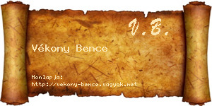 Vékony Bence névjegykártya